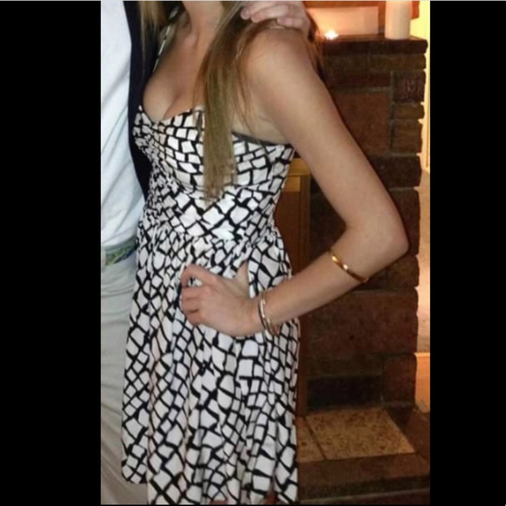 Black and white print silk Parker dress